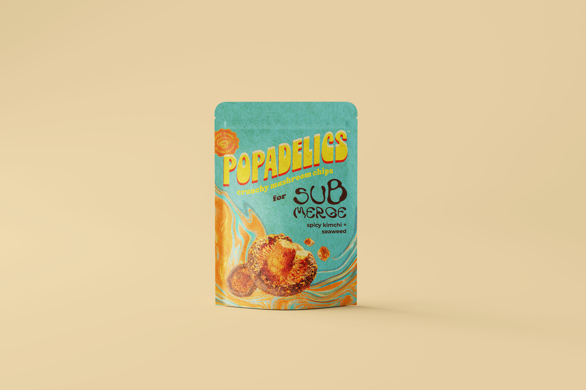 Submerge collaboration with Popadelics (shiitake mushroom snack)